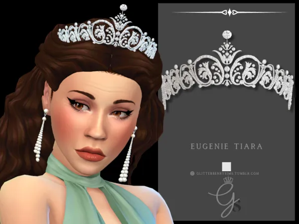 Alpha Eugenie Tiara by Glitterberry Sims - The Sims 4 Custom Content
