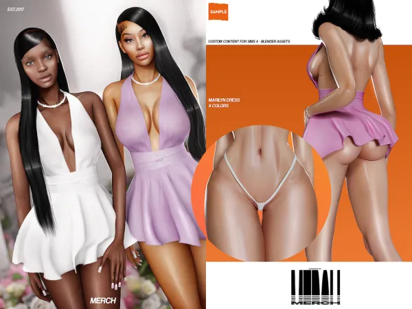 Alpha MERCH Marilyn Dress Sample - The Sims 4 Custom Content