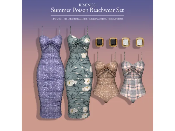 Alpha [RIMINGS] Summer Poison Beachwear Set by RIMINGS - The Sims 4 Custom Content