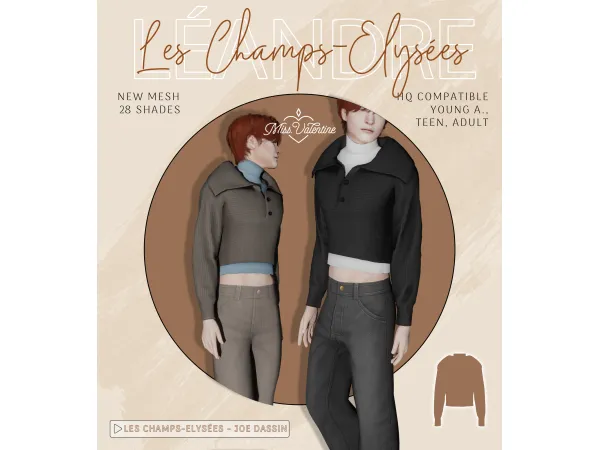 Alpha Léandre Top by MissValentine - The Sims 4 Custom Content
