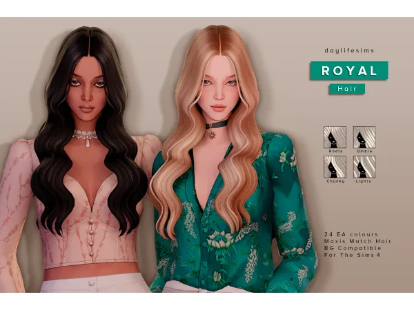 Maxis Match ROYAL HAIR by Daylife Sims - The Sims 4 Custom Content