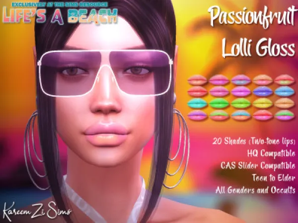 Alpha Life's A Beach Passionfruit Lolli Gloss - The Sims 4 Custom Content