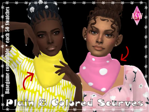 Plain & Colored Scarves by Annett's Sims 4 Welt * ASW