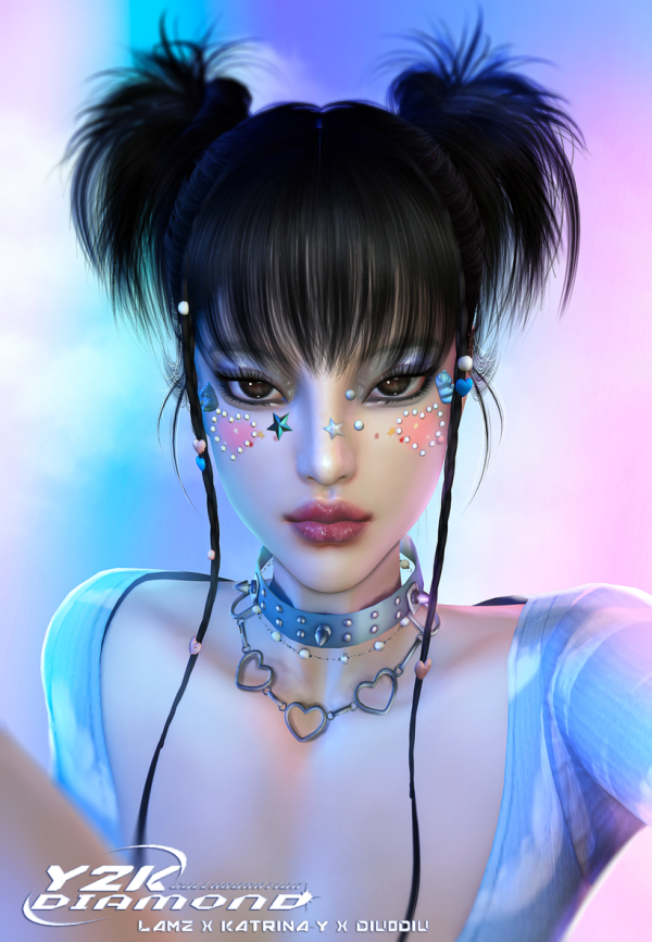 Alpha LAMZ_Y2KDiamondHairstyles_001F by simsfinds - The Sims 4 Custom Content