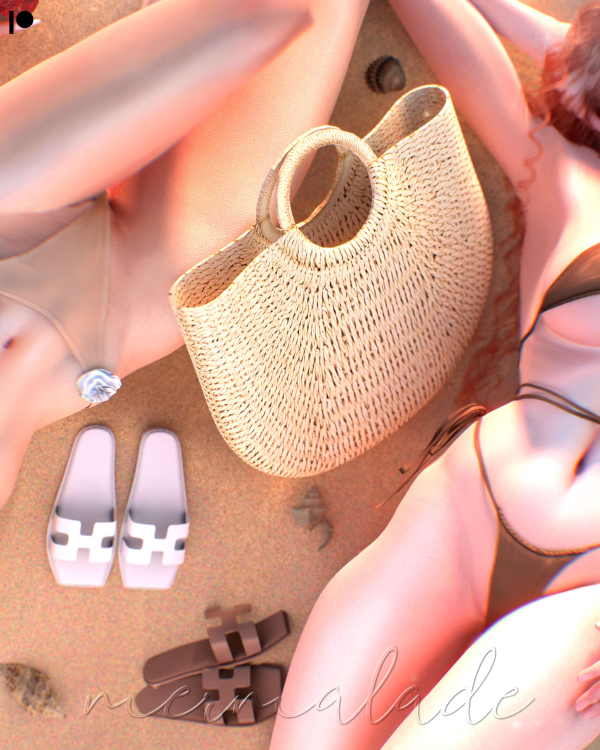 Alpha Straw Beach Bag by mermalade - The Sims 4 Custom Content