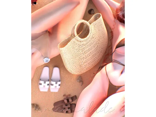 Alpha Straw Beach Bag by mermalade - The Sims 4 Custom Content