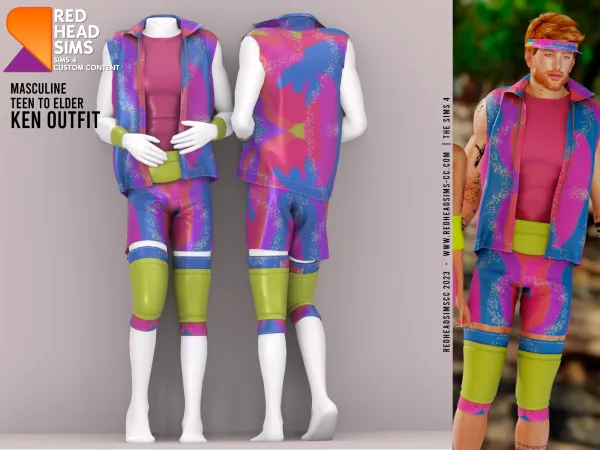 Alpha BARBIE MOVIE COLLAB KEN OUTFIT by redheadsims - The Sims 4 custom content