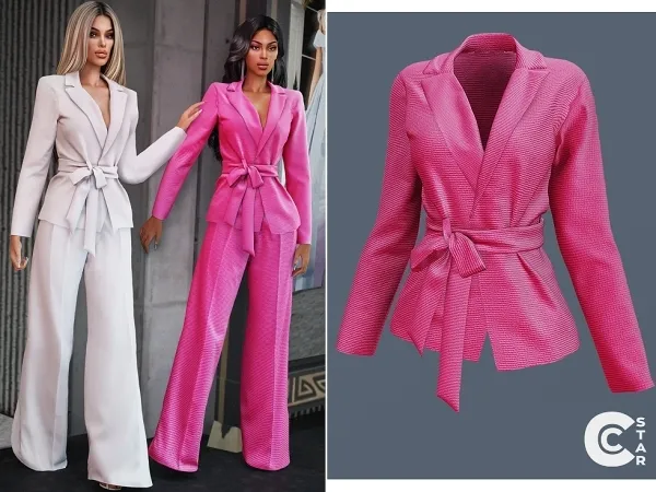 Alpha Crossed Blazer with Belt cool_content_star - The Sims 4 Custom Content