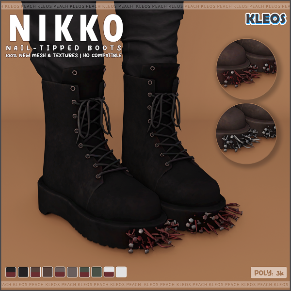 Alpha PEACH Nikko Nail Tipped Boots by smsims - The Sims 4 Custom Content
