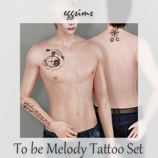 Mix [EGGSIMS] To be Melody Tattoo Set by simsfinds - The Sims 4 Custom Content