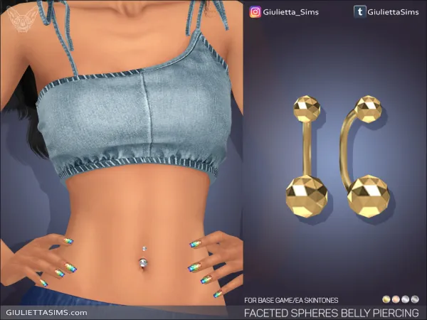 Faceted Spheres Belly Ring (left brow ring category)
