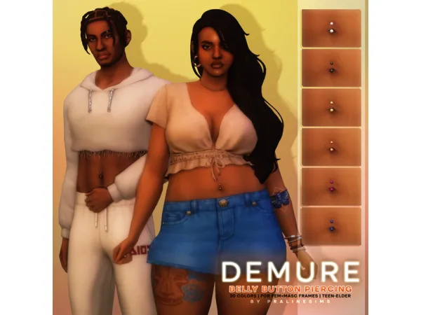 Maxis Match DEMURE Belly Button Piercing by pralinesims - The Sims 4 Custom Content