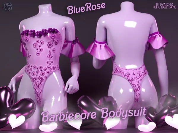 Alpha Barbiecore Bodysuit Bluerose - The Sims 4 Custom Content