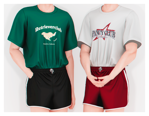 Alpha Summer T Shirt SHorts (Male Version) by plbsims - The Sims 4 Custom Content