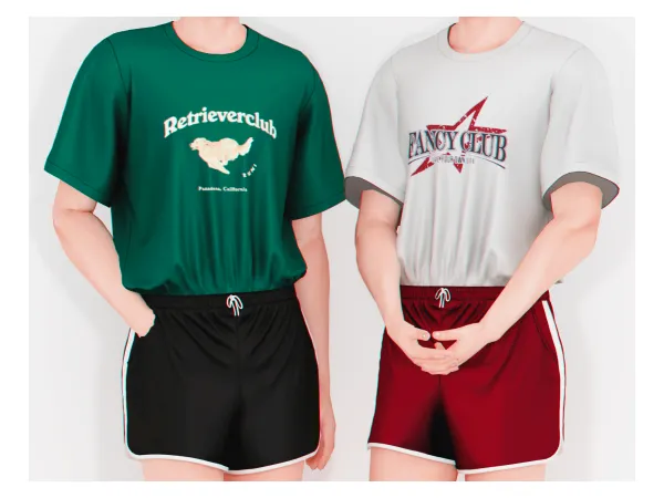 Alpha Summer T Shirt SHorts (Male Version) - The Sims 4 Custom Content