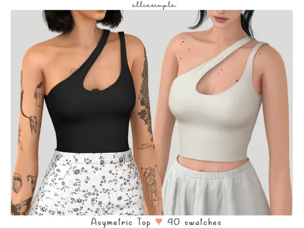 Alpha elliesimple asymetric top - The Sims 4 Custom Content