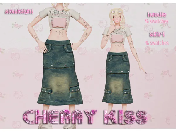Alpha cherry kiss set by atomiclight - The Sims 4 Custom Content