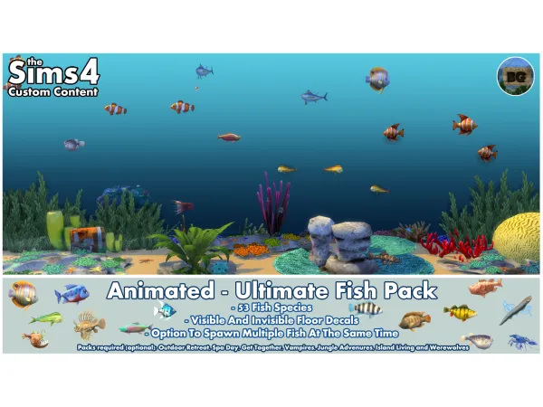 Mix New Mod Animated Ultimate Fish Pack by BakieGaming - The Sims 4 Custom Content