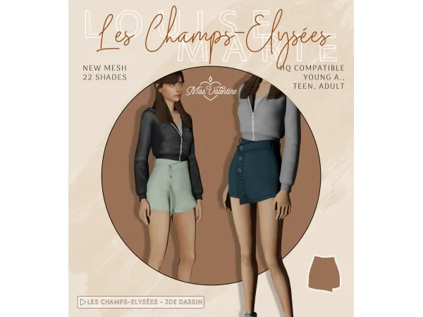 Alpha Louise Marie Skort by MissValentine - The Sims 4 Custom Content