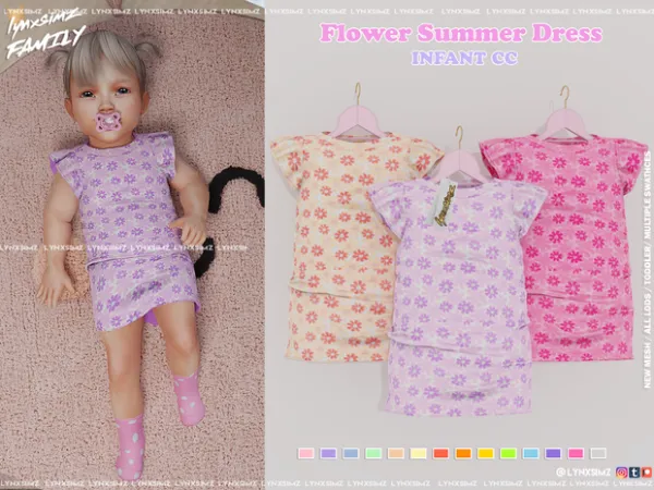 Alpha Flower Summer Dress Infant by lynxsimzfamily - The Sims 4 Custom Content