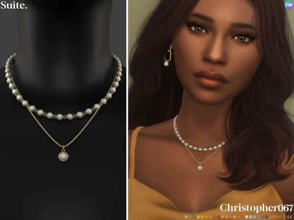 Alpha SUITE NECKLACE EARRINGS - The Sims 4 Custom Content