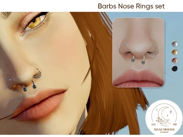 Alpha Barbs Nose Rings - The Sims 4 Custom Content