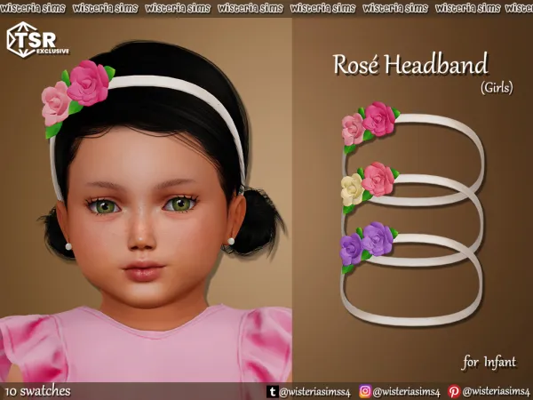 Alpha Rose Headband for kids toddlers and infants - The Sims 4 Custom Content
