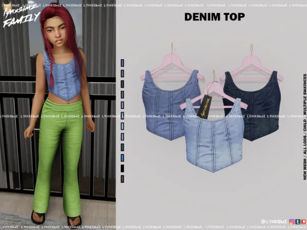 Alpha Denim Top Child by lynxsimzfamily - The Sims 4 Custom Content