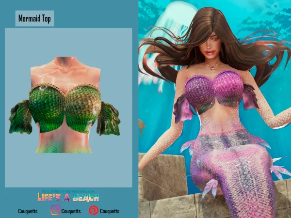Alpha Mermaid Top and Tail - The Sims 4 Custom Content