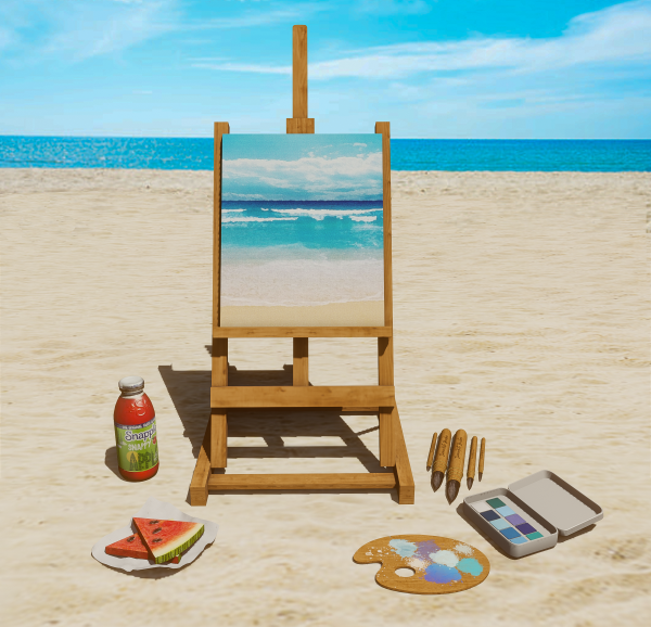 Alpha Painting at the beach Set by simmerkatex - The Sims 4 Custom Content