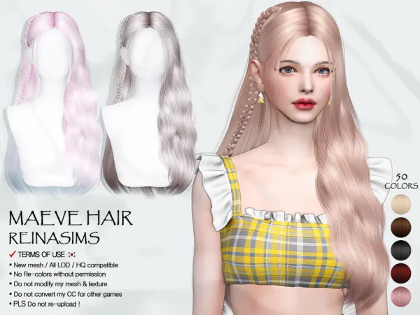 Alpha 77 Maeve hair by Reina - The Sims 4 Custom Content