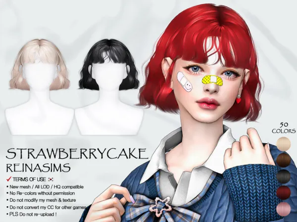 Alpha 75 Strawberrycake hair - The Sims 4 Custom Content