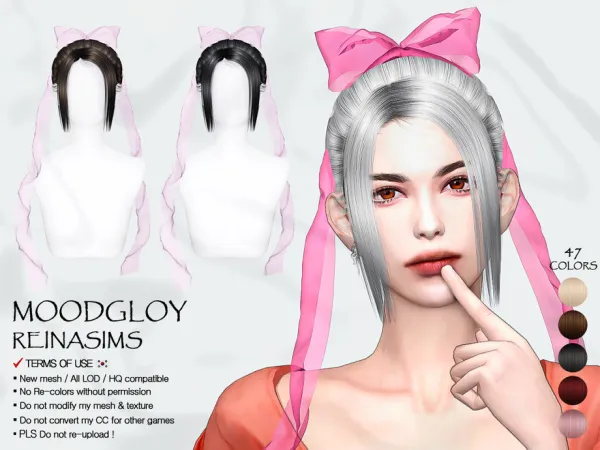 Alpha 74 Moodgloy hair by simsfinds - The Sims 4 Custom Content