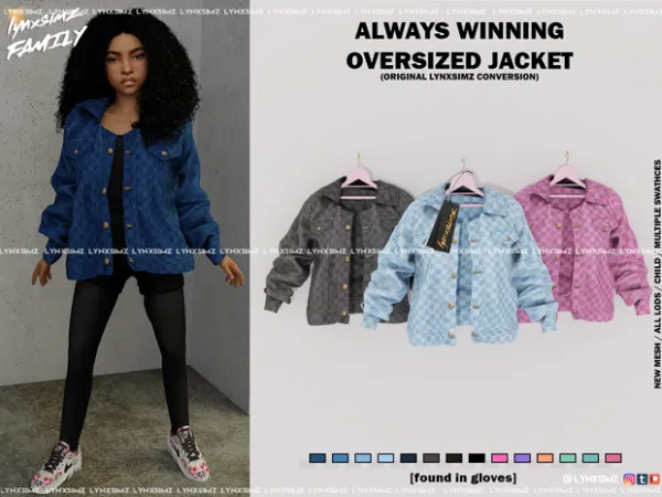 Alpha Oversized Jacket Original Conversion Child by lynxsimzfamily - The Sims 4 Custom Content