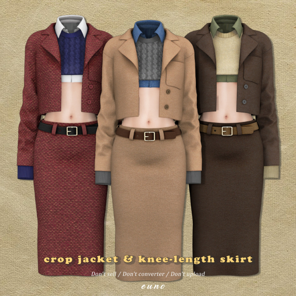 Alpha sims4cc crop jacket knee length skirt by simsfinds - The Sims 4 Custom Content