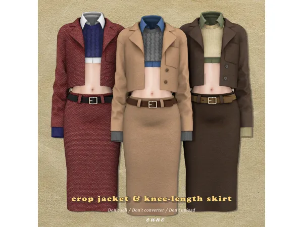 Alpha sims4cc crop jacket knee length skirt - The Sims 4 Custom Content