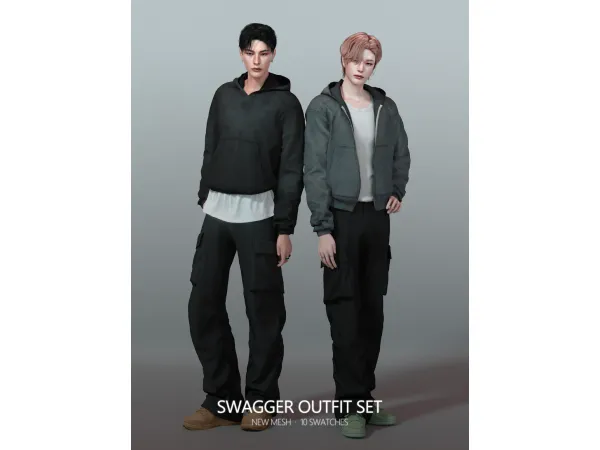 Alpha Swagger Outfit Set by RONA_SIMS - The Sims 4 Custom Content
