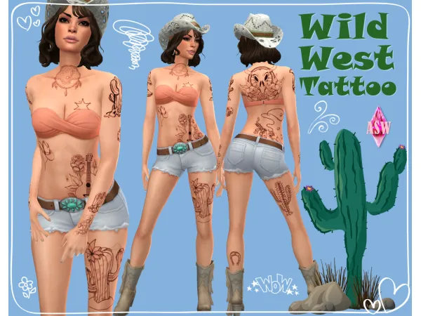 Mix Wild West Tattoo by Annett's Sims 4 Welt ASW - The Sims 4 Custom Content