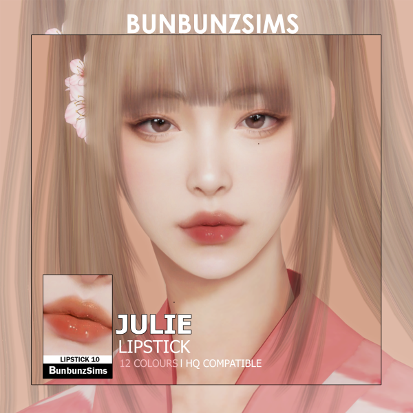 Alpha Julie lipstick 12 swatches by simsfinds - The Sims 4 Custom Content