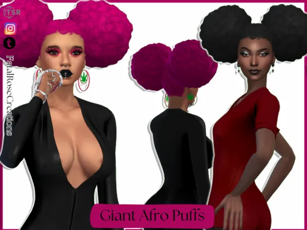 Maxis Match Giant Afro Puffs - The Sims 4 Custom Content
