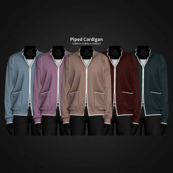 Alpha Piped Cardigan Key Pendant Cord Necklace by simsfinds - The Sims 4 Custom Content