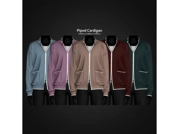 Alpha Piped Cardigan Key Pendant Cord Necklace by gorillax3 - The Sims 4 Custom Content