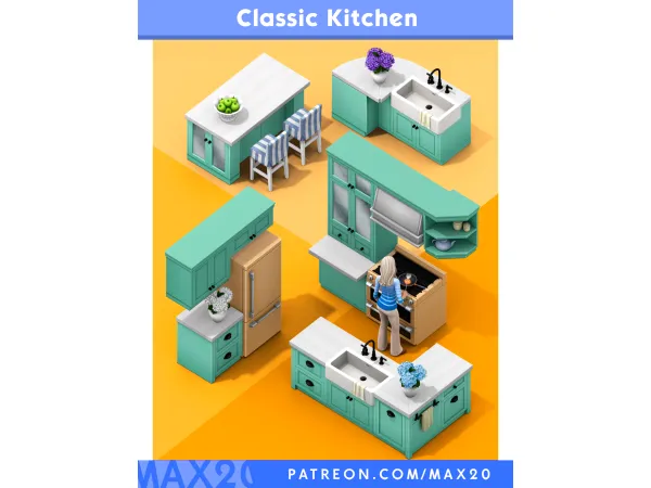 Maxis Match Classic Kitchen kit by Max 20 - The Sims 4 Custom Content