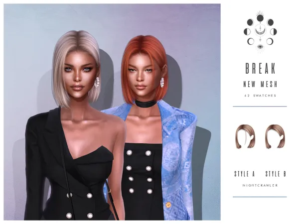 Alpha nightcrawler break hair - The Sims 4 Custom Content
