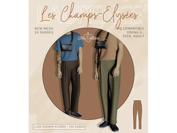 Alpha Laurence Pants by MissValentine - The Sims 4 Custom Content