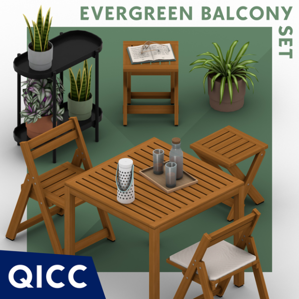 Maxis Match Evergreen Balcony Set by itsqicc - The Sims 4 Custom Content