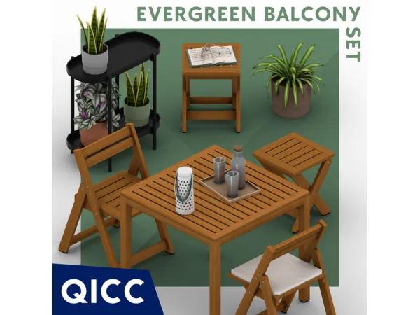 Maxis Match Evergreen Balcony Set by quirky - The Sims 4 Custom Content