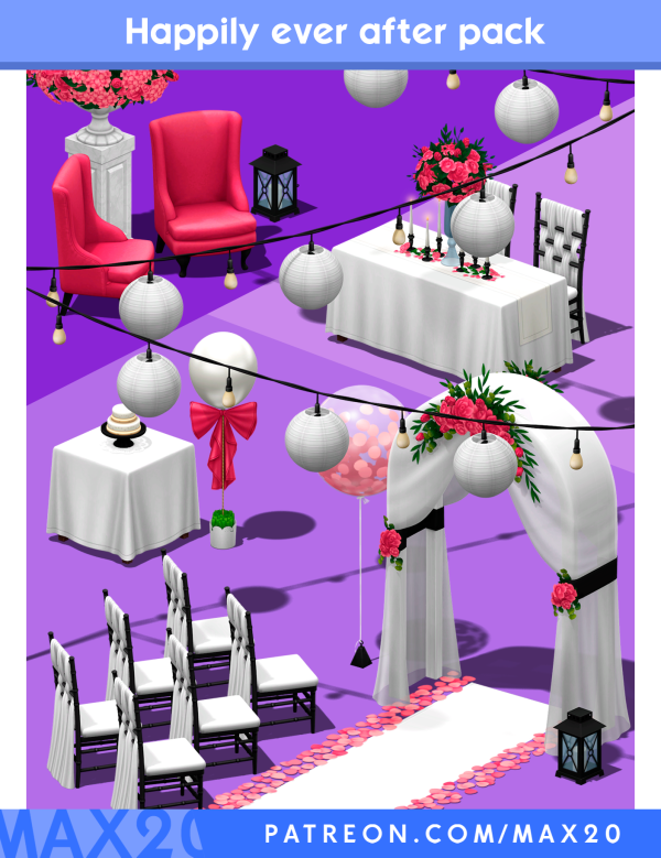 Maxis Match HAPPILY EVER AFTER KIT by simsfinds - The Sims 4 Custom Content