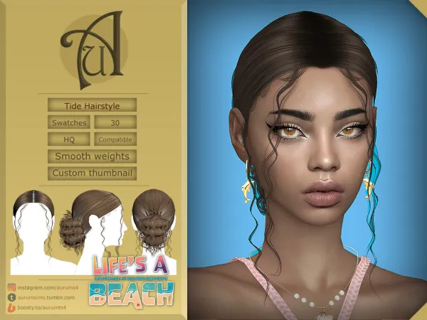 Alpha TIDE FEMALE HAIRSTYLE - The Sims 4 Custom Content