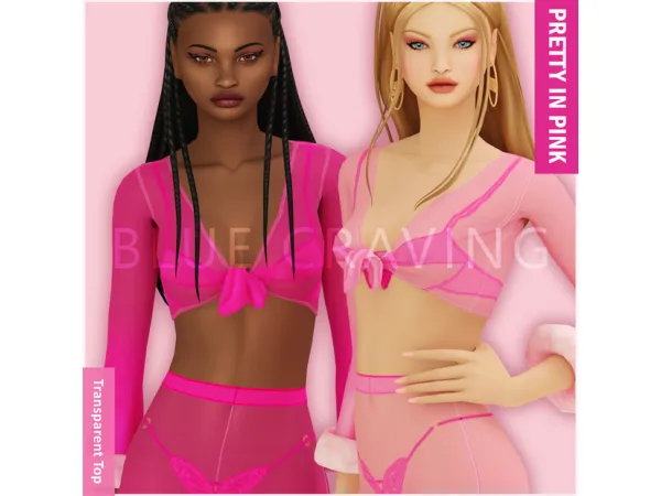 Alpha Blue Craving Transparent Top - The Sims 4 Custom Content
